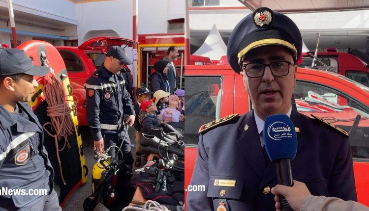 على يمين الصورة: القائد الجهوي للوقاية المدنية بطنجة-تطوان-الحسيمة، العقيد رضوان أحصاد