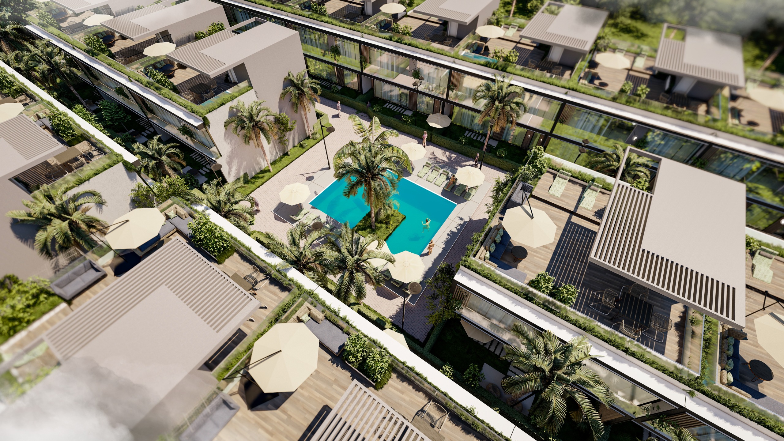 Piscine à débordement de la résidence Marina Vista